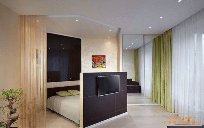 Návrh dvoupokojového bytu pro rodinu s dítětem - interiér ložnice sálu