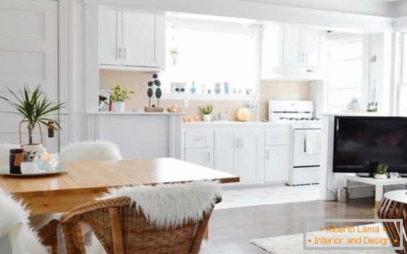 Kuchyňský design v soukromém domě s vlastními rukama - myšlenka kombinovat s obývacím pokojem