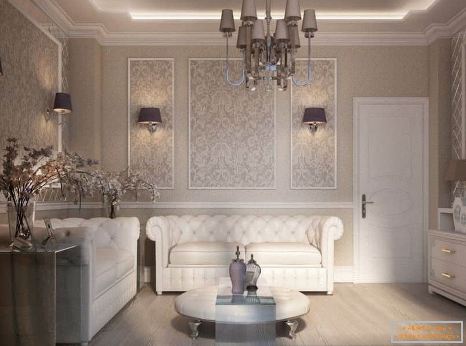 Malý obývací pokoj v moderním klasickém stylu