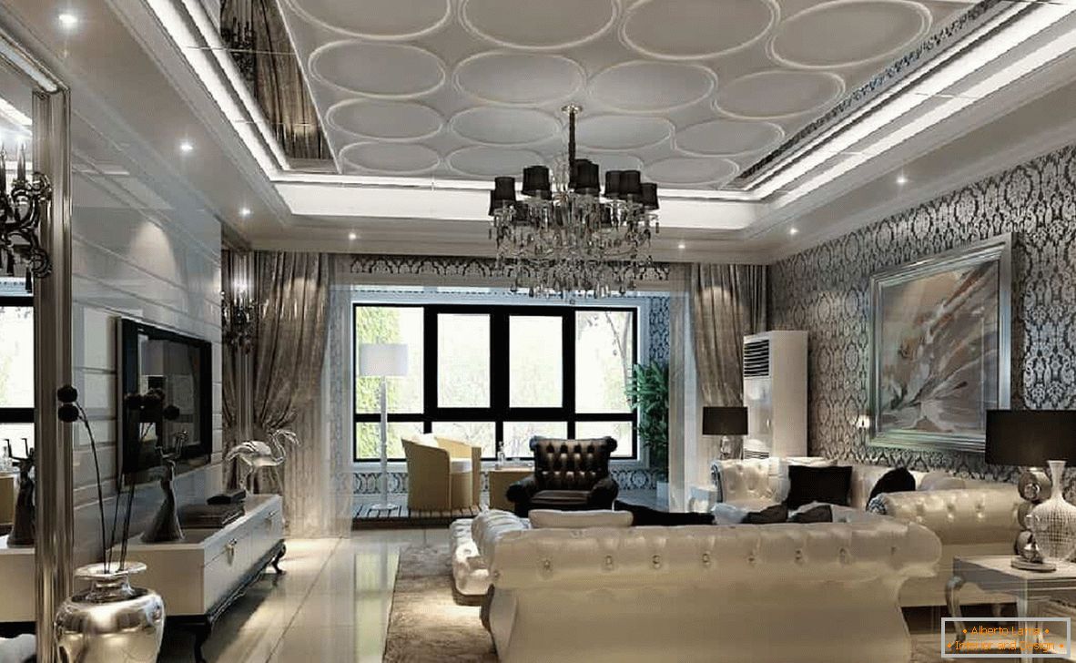 Bohatý design interiéru ve stylu moderní klasiky