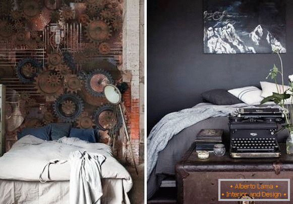 Interiér ložnice ve stylu steampunk - fotografické tapety