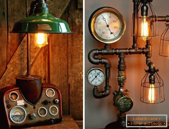 Steampunk lampa z trubek s vlastními rukama - foto řemesla