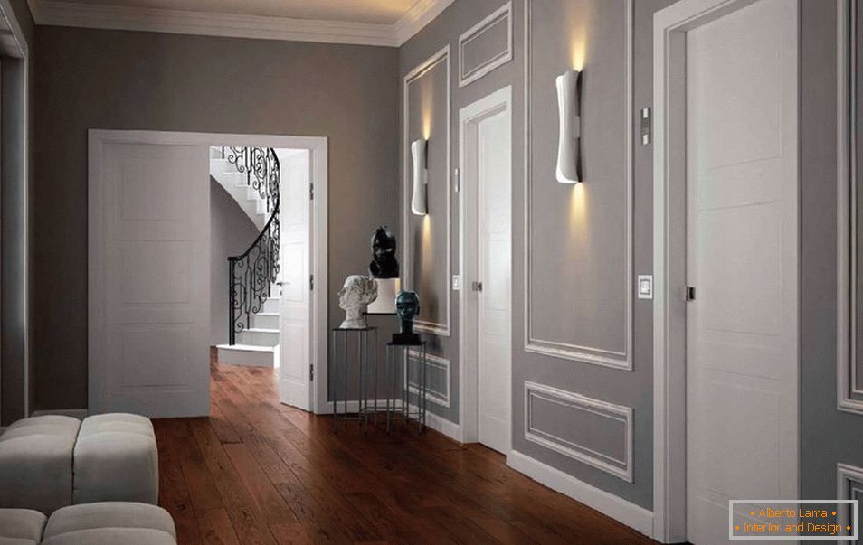 Interiér v secesním stylu s bílými dveřmi