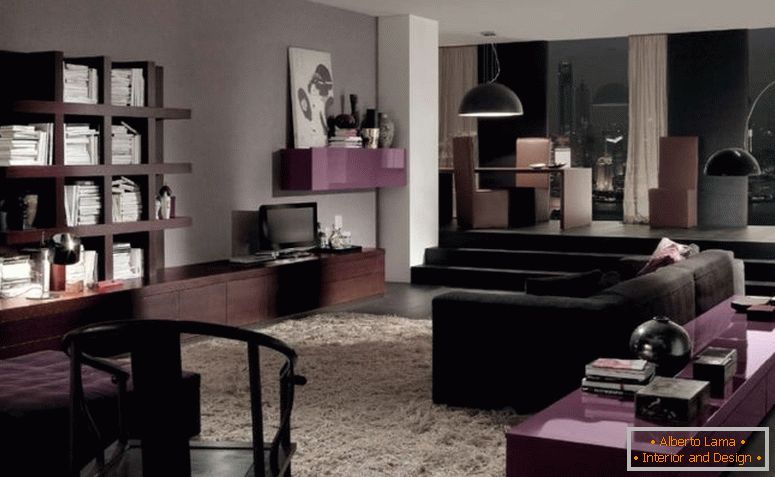 obývací pokoj fascinující-obraz-moderní-fialové-hnědé-a-černé-obývací pokoj-dekorace-použití-velký-kopule-černý-obývací pokoj-závěsné lampy-stín-včetně- obývací pokoj-rozkládací pohovka a náměstí-bílý-i