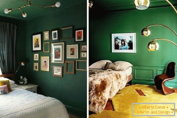 Tmavé tapety v interiéru - fotografie v zelených tónech