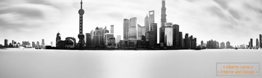 Černá a bílá panoramatická fotografie Singapuru