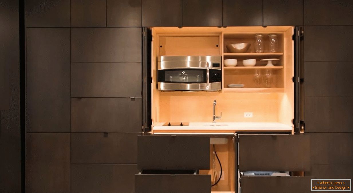 Design kuchyně interiéru Stealth Kitchen by Resource Furniture