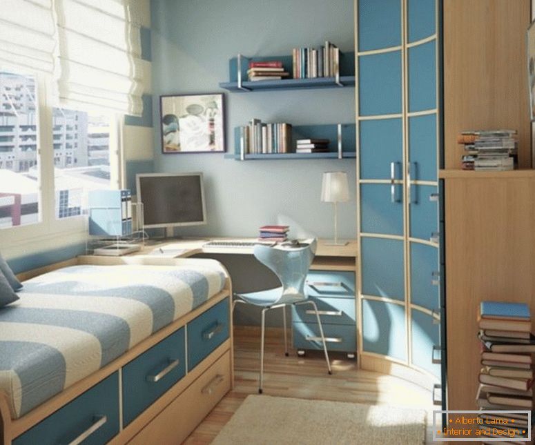 fascinující nápady pro dospívající-ložnice-výzdoba-s-úzký-skříň