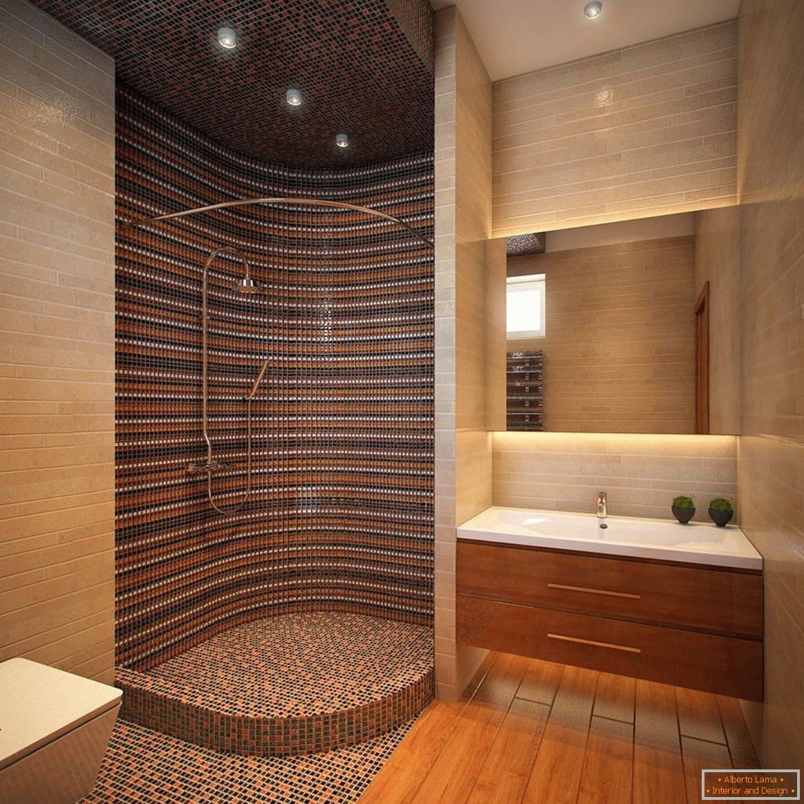 Sprchový kabinový dekor s mozaikou