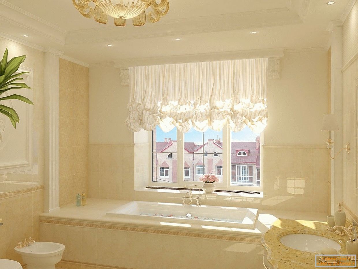 Světlé stěny v koupelně v klasickém stylu