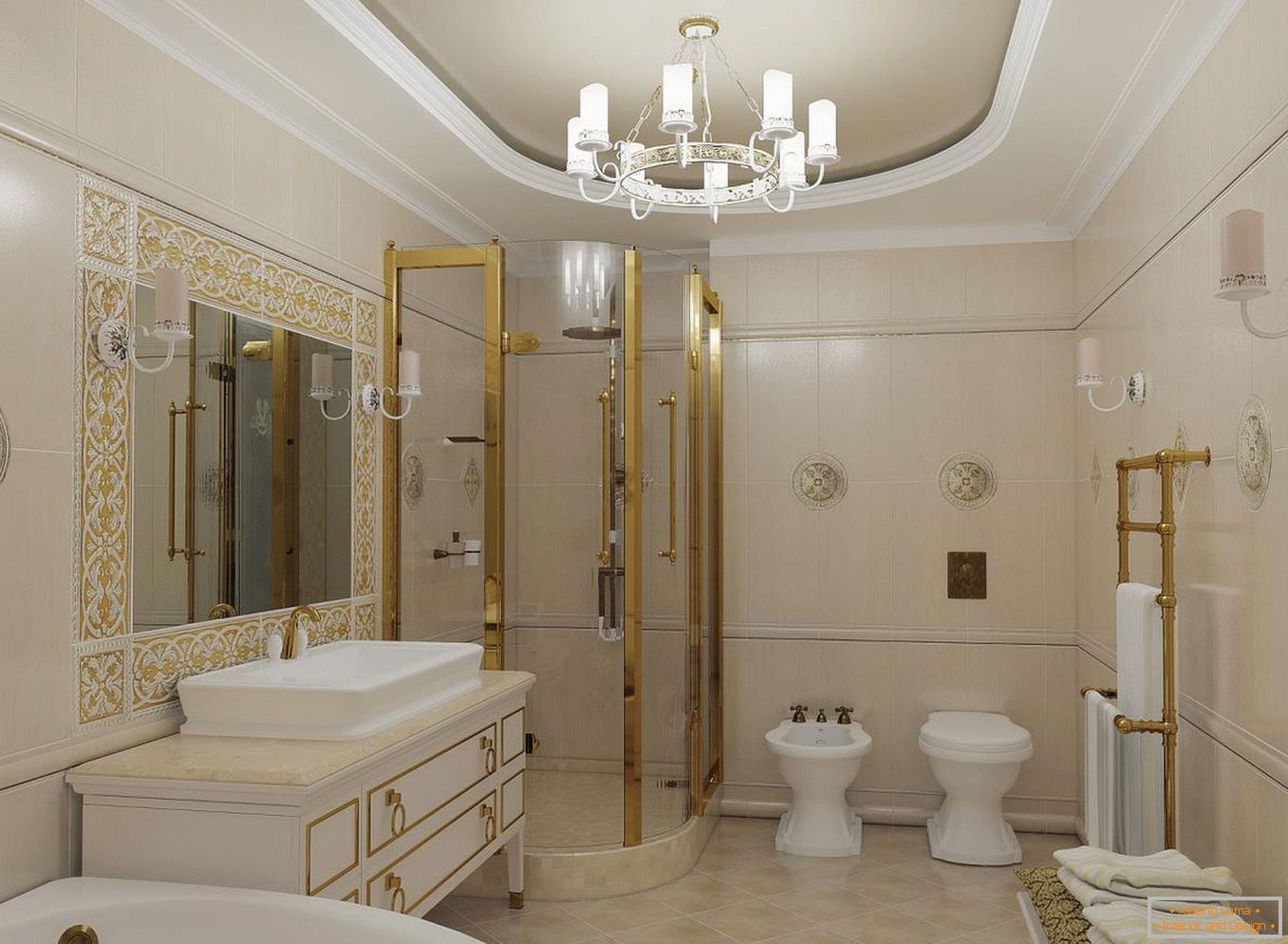 Sprchová kabina в ванной в классическом стиле