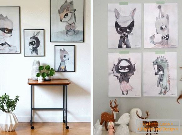Obrázky zvířat jako výzdoba stěn v interiéru