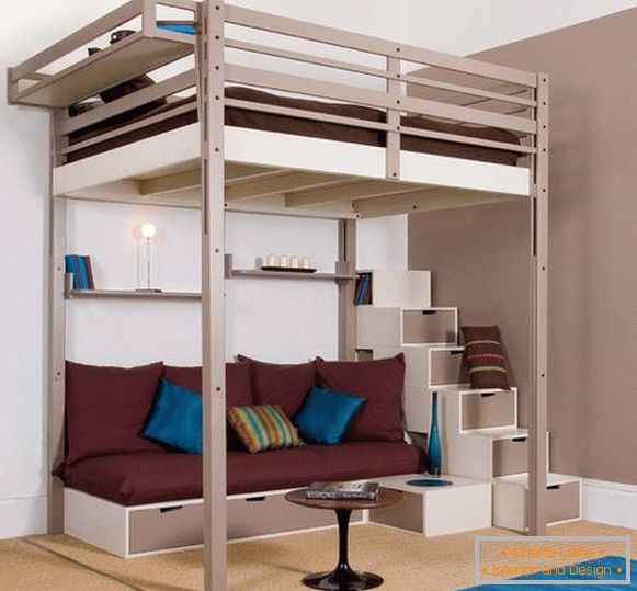 Ohromující podkrovní podkrovní postel se zásuvkami