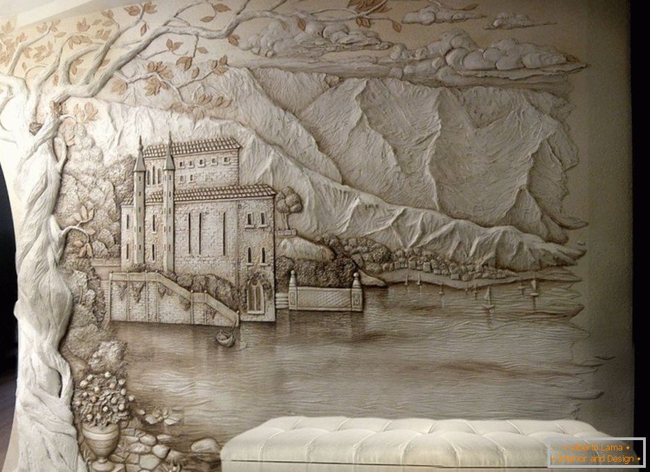 Objemové malování на стене в интерьере