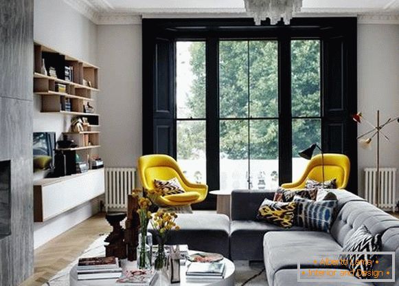 Moderní design obývacího pokoje v soukromém domě