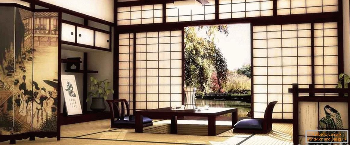 Japonský styl ve vnitřku domu a bytu