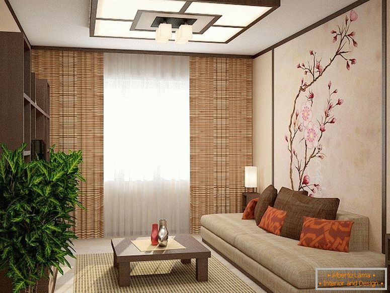 Interiér obývacího pokoje в японском стиле