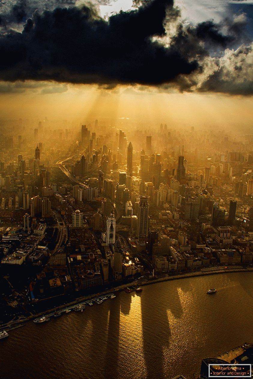 Krajina Šanghaje z ptačí perspektivy